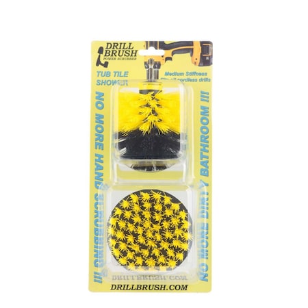 Drill Brush Power Scrubber By Useful Products 6 in W 11 in L Brush, Yellow Y-S-4O-QC-DB